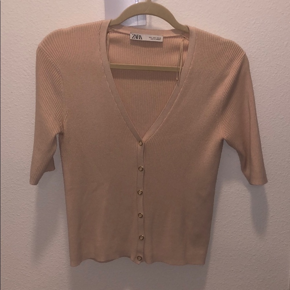 Pink button up sweater top